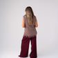 Love Laura Fringed Textured V-Neck Top In Mauve