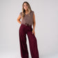Love Laura Fringed Textured V-Neck Top In Mauve
