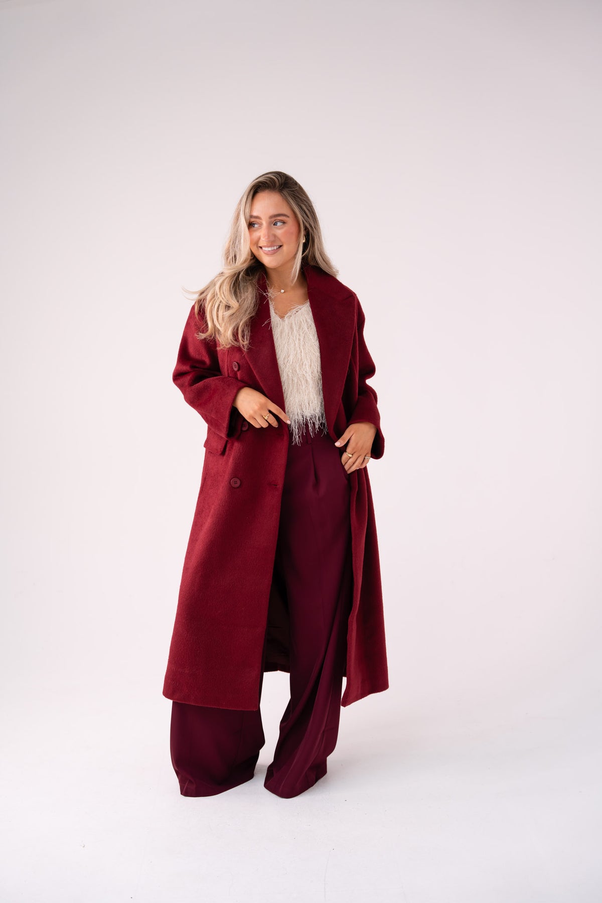 Love Laura Coat In Burgundy