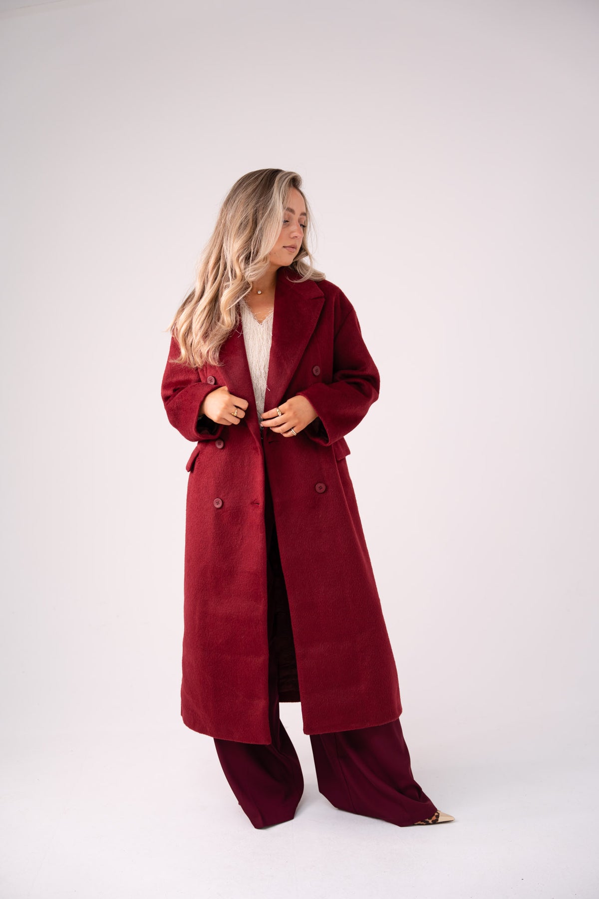 Love Laura Coat In Burgundy