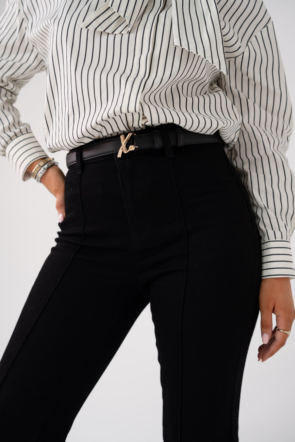 Love Laura High Rise Flare Jeans In Black