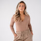 Love Laura V-Neck Ribbed Base Top In Coffee