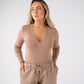 Love Laura V-Neck Ribbed Base Top In Coffee