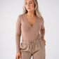 Love Laura V-Neck Ribbed Base Top In Coffee