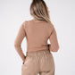 Love Laura V-Neck Ribbed Base Top In Coffee