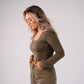 Love Laura Long Sleeve Scoop Top In Khaki