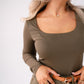 Love Laura Long Sleeve Scoop Top In Khaki