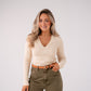 Love Laura V-Neck Ribbed Base Top In Cream