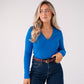 Love Laura V-Neck Ribbed Base Top In Cobalt