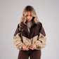 Kate Contrast Zip Jacket In Brown & Beige