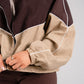 Kate Contrast Zip Jacket In Brown & Beige
