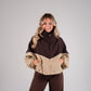 Kate Contrast Zip Jacket In Brown & Beige