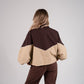 Kate Contrast Zip Jacket In Brown & Beige