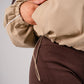 Kate Contrast Zip Jacket In Brown & Beige