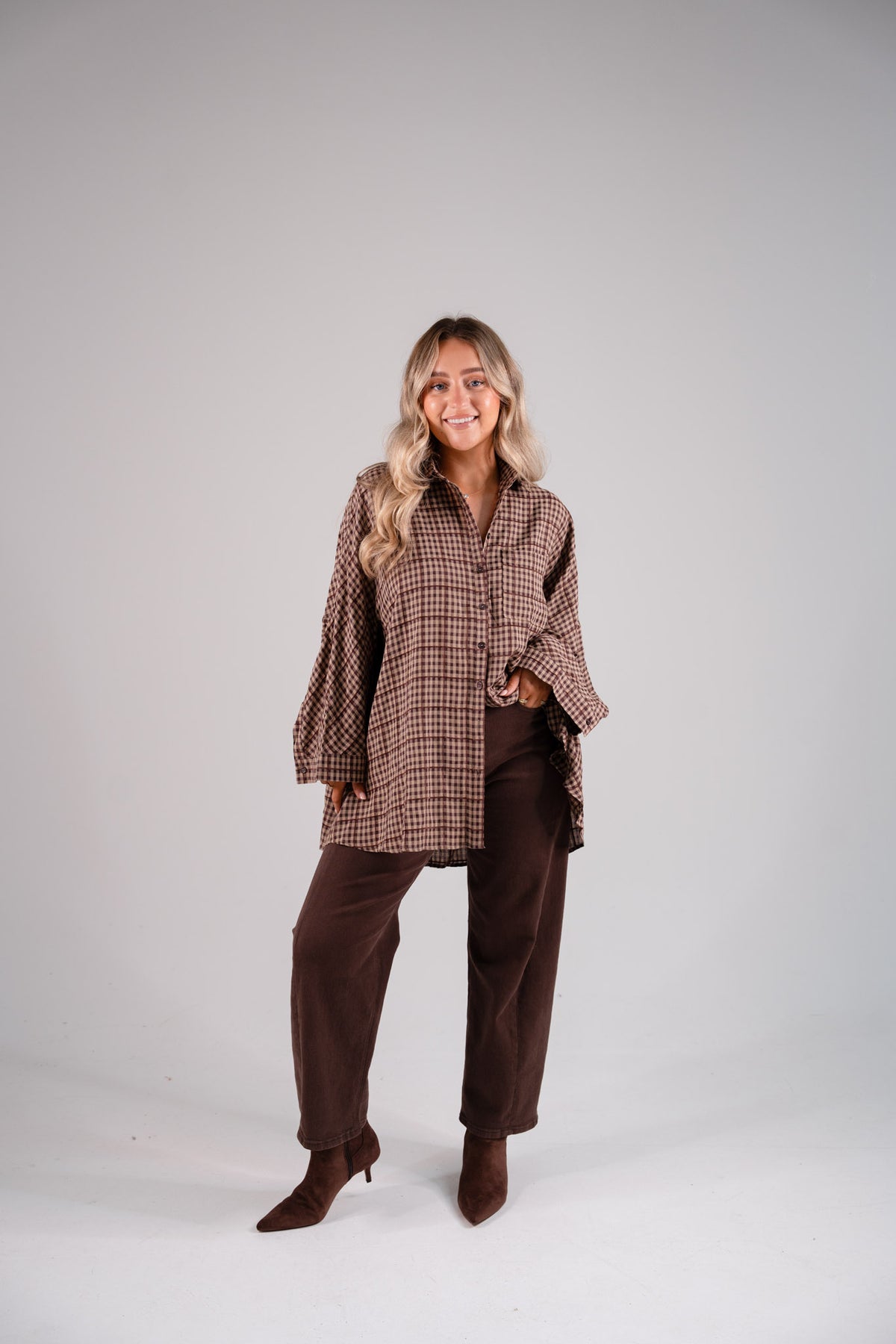 Elsa Check Shirt In Chocolate Mix