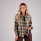Megan Tie Neck Shirt In Green Check