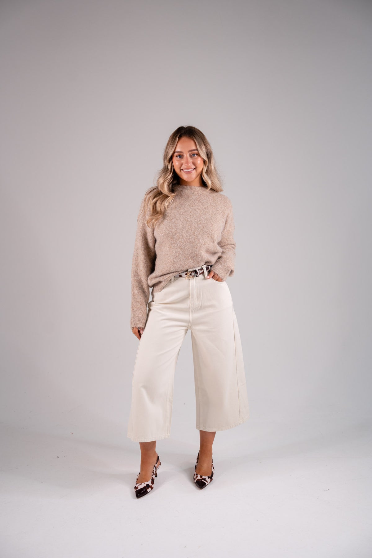 Kiera Culotte Jeans In Cream