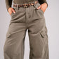Kiera Relaxed Cargo Jeans In Khaki