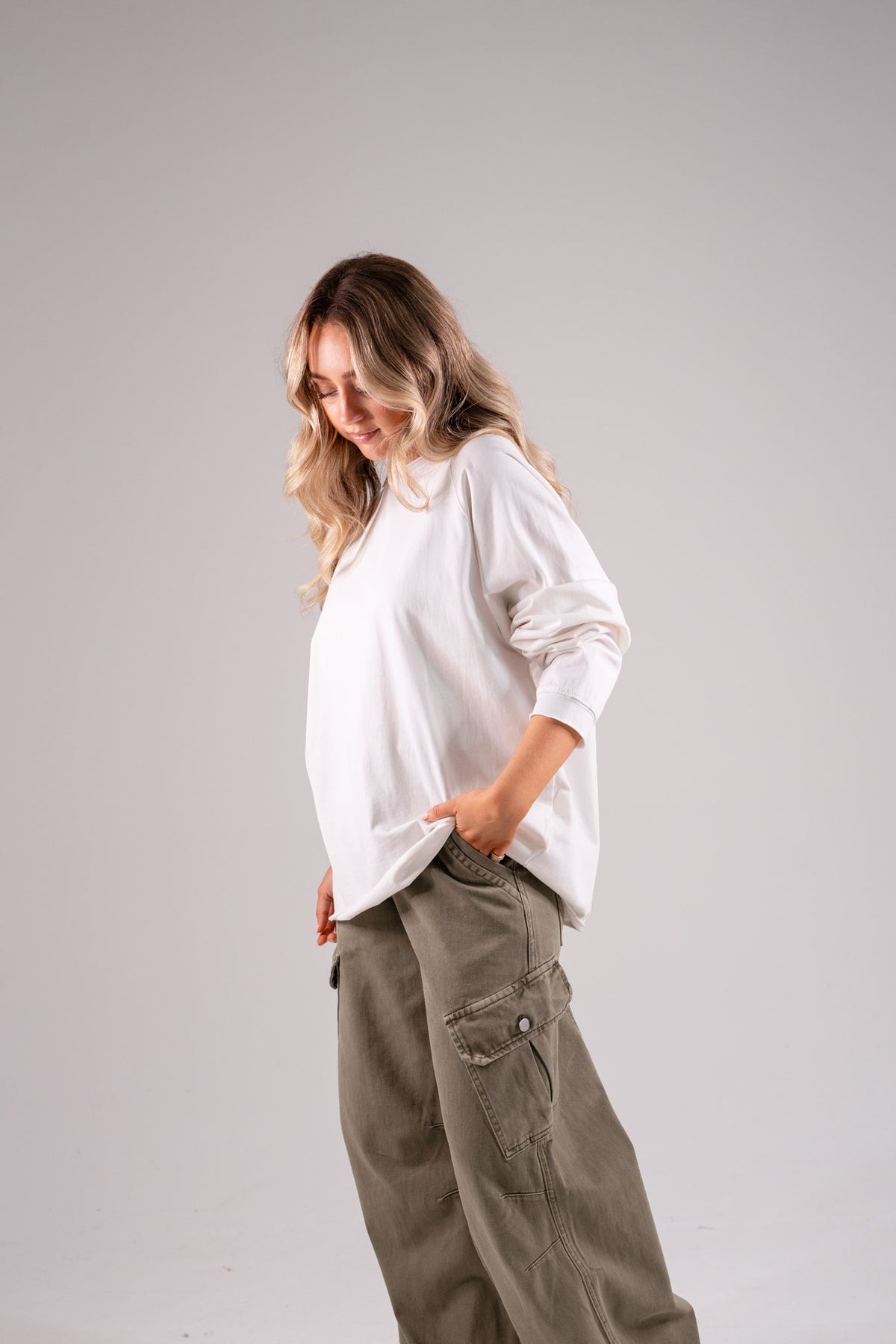 Kiera Oversized Long Sleeve T-Shirt In White
