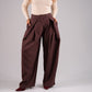 Kendra Pleated Barrell Trousers In Bordeaux Check