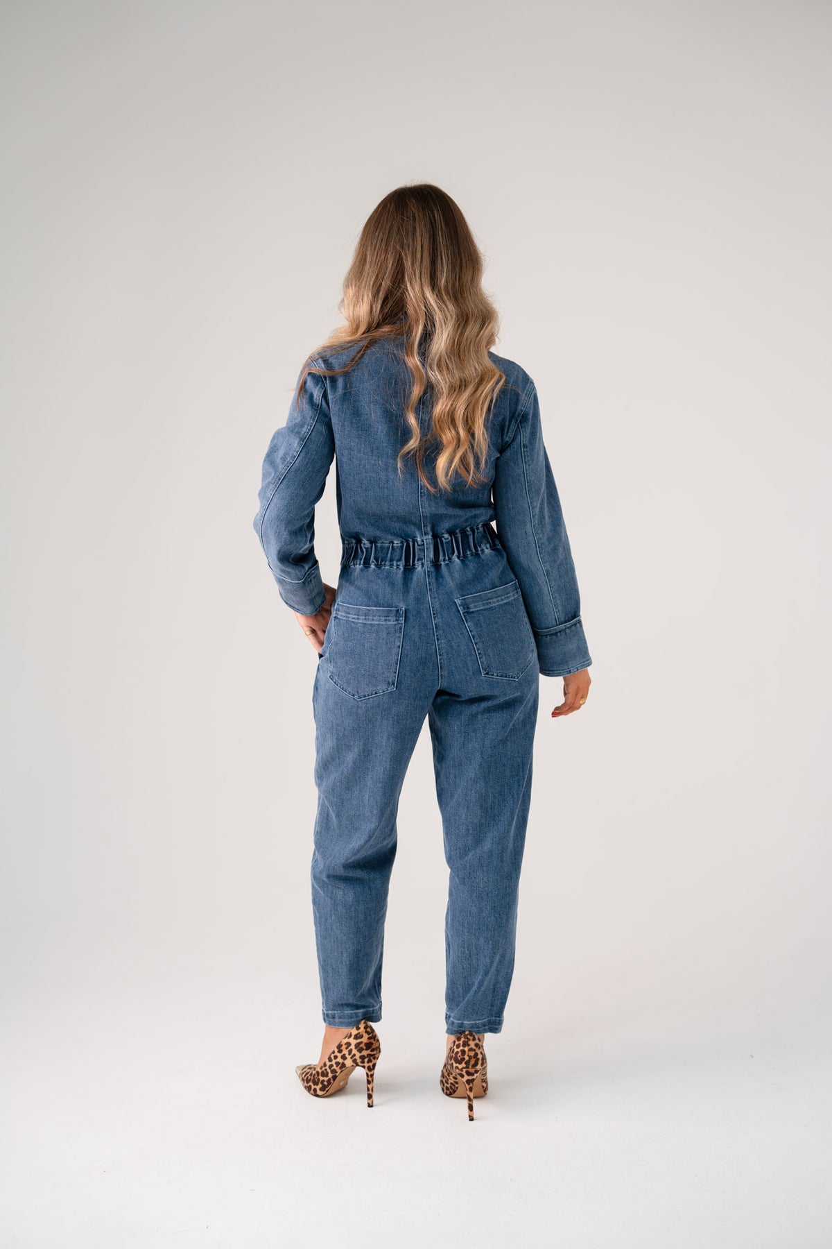 Love Laura Denim Jumpsuit In Light Wash
