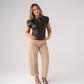 Kiera Faux Leather Top In Chocolate