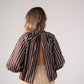 Kendra Stripe Bow Collar Top In Coffee