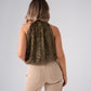 Iris Textured Halter Top In Khaki