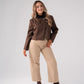 Iris Contrast Collar Jacket In Brown