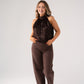 Iris Textured Halter Top In Chocolate