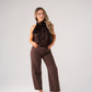 Iris Textured Halter Top In Chocolate
