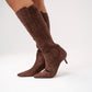 Love Laura Suede Knee Boot In Chocolate