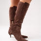 Love Laura Suede Knee Boot In Chocolate