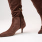 Love Laura Suede Knee Boot In Chocolate