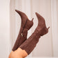 Love Laura Suede Knee Boot In Chocolate