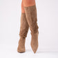 Love Laura Suede Knee Boot In Taupe