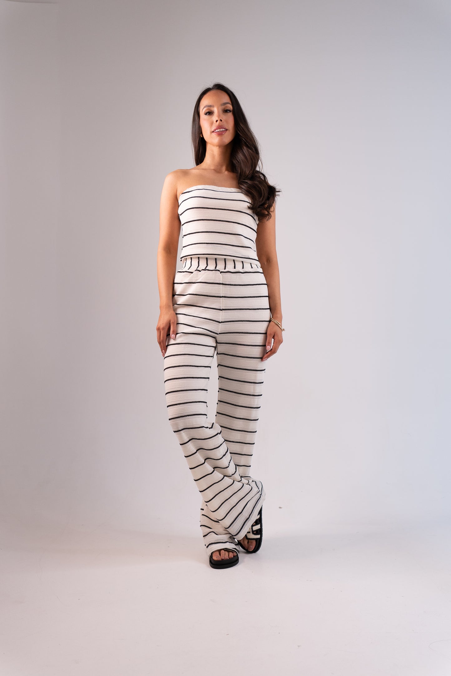 Erica Crochet Trousers In Mono Stripe