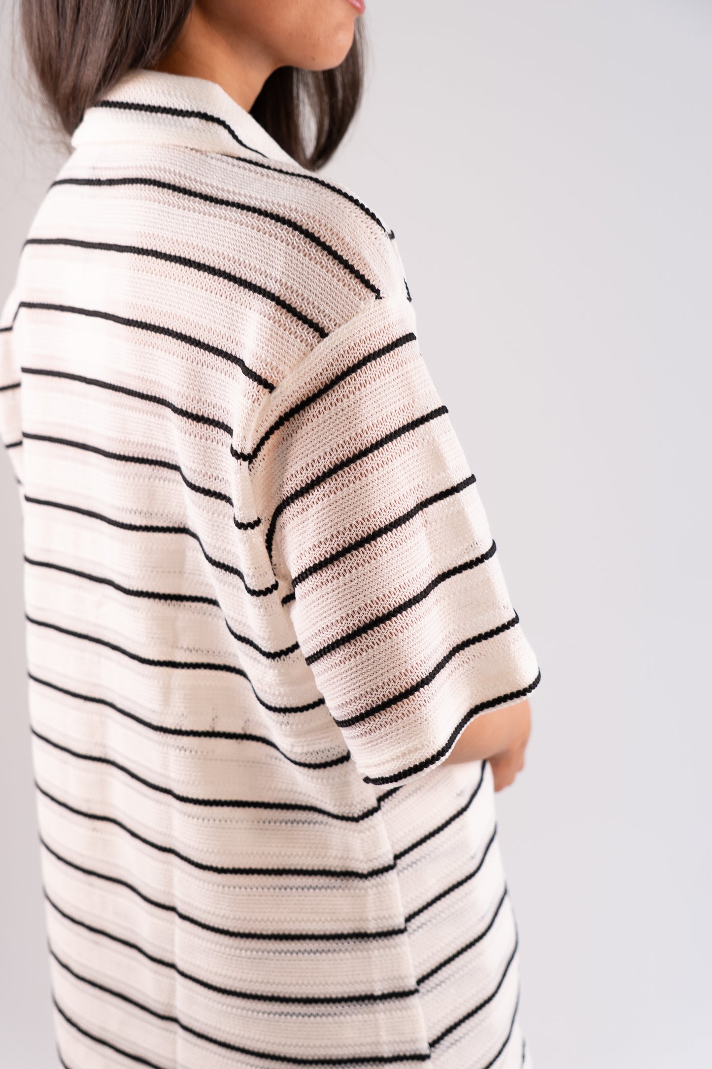 Erica Crochet Shirt In Mono Stripe