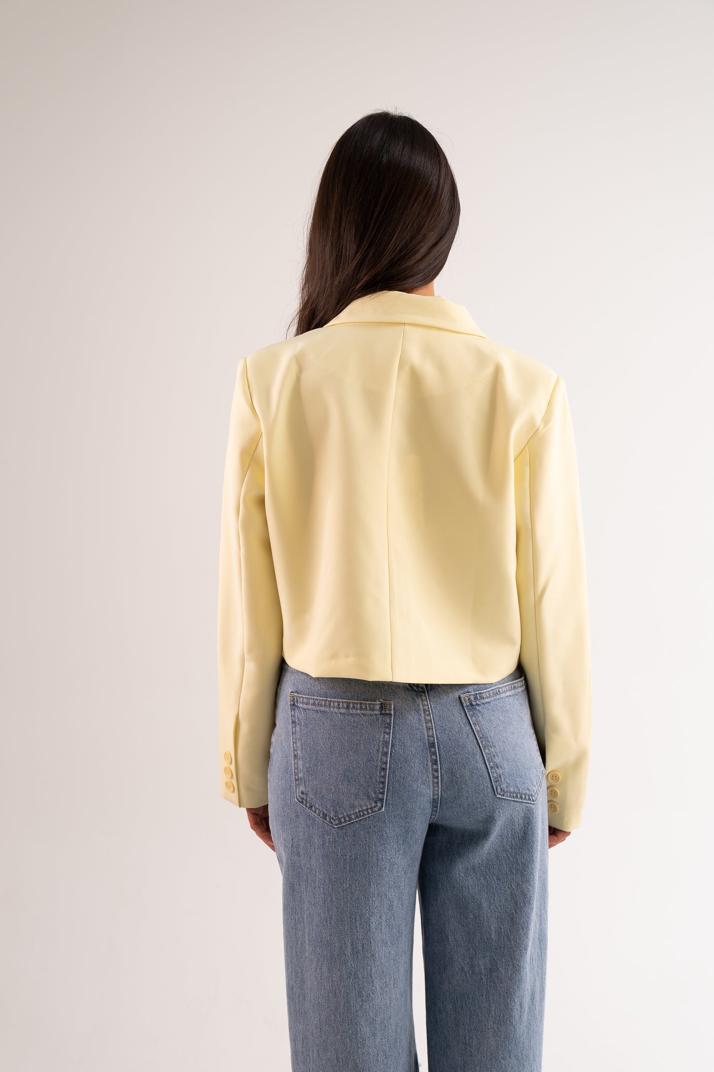 Erica Cropped Blazer In Lemon