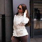 Love Laura Belted Leisure Jacket In Cream