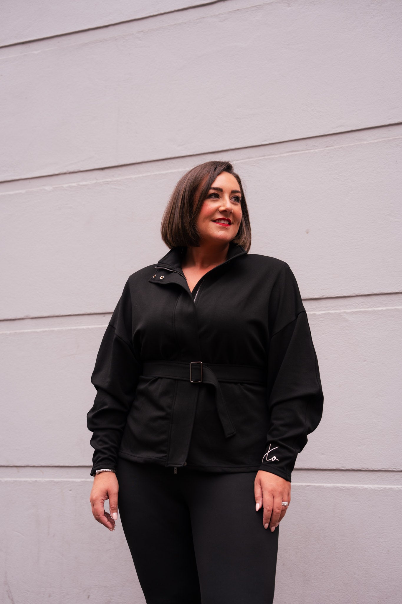 Love Laura Belted Leisure Jacket In Black