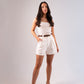 Kiera Pleat Front Shorts In White