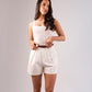 Kiera Pleat Front Shorts In White