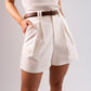 Kiera Pleat Front Shorts In White