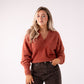 Love Laura Soft Touch V-Neck Jumper In Cinnamon