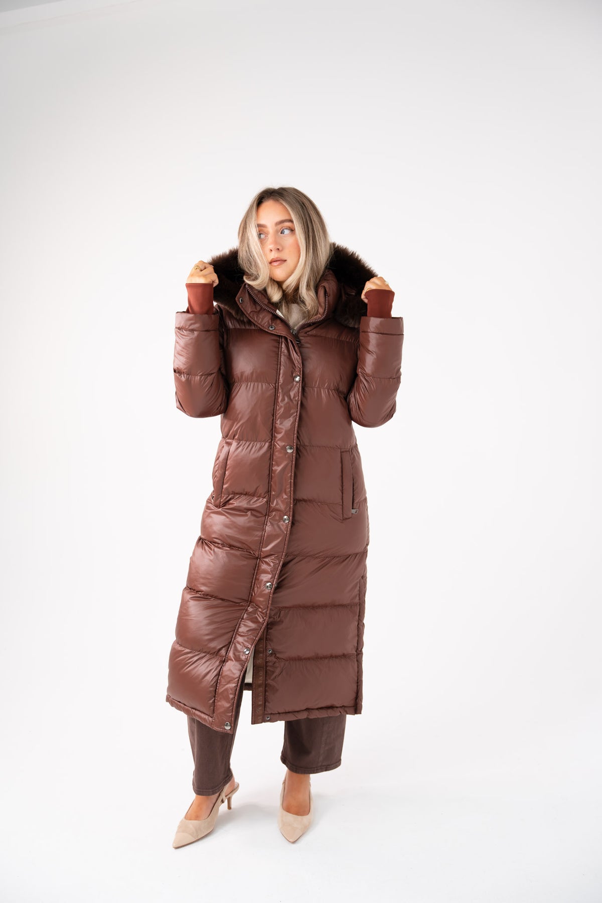Love Laura Puffa Coat In Chocolate