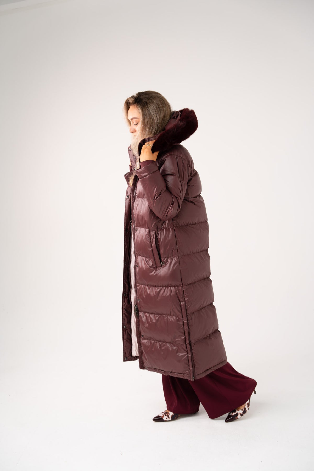 Love Laura Puffa Coat In Plum