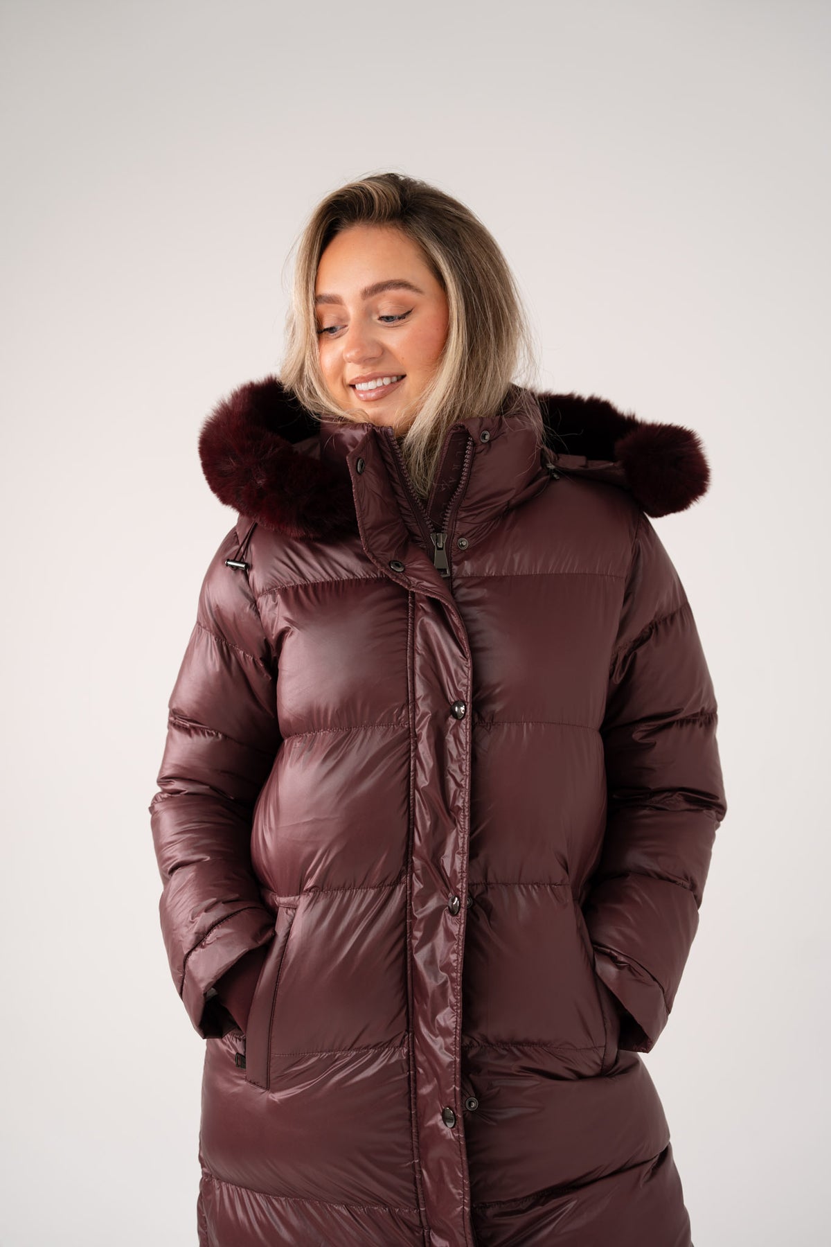 Love Laura Puffa Coat In Plum