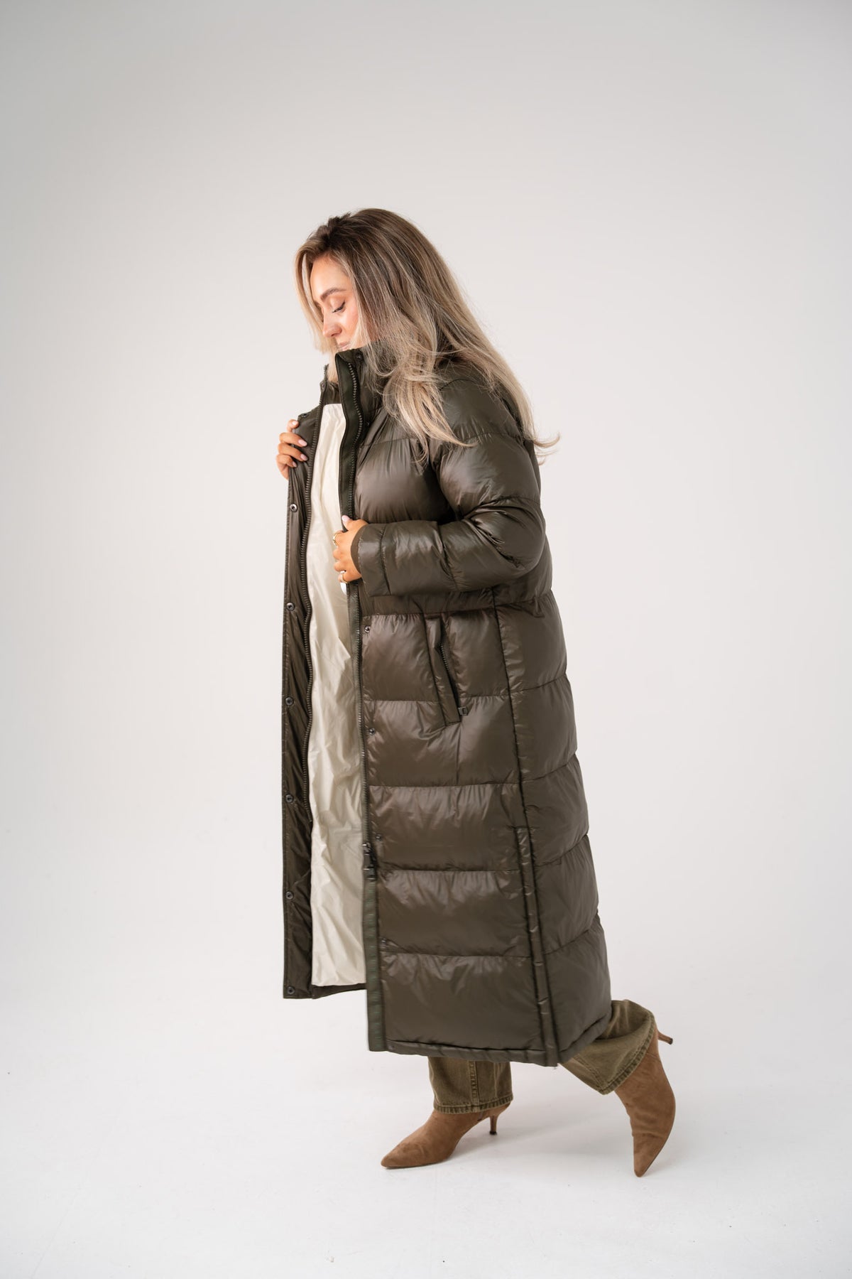 Love Laura Puffa Coat In Khaki