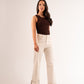 Love Laura Chocolate Trim Turn Up Jeans In Cream